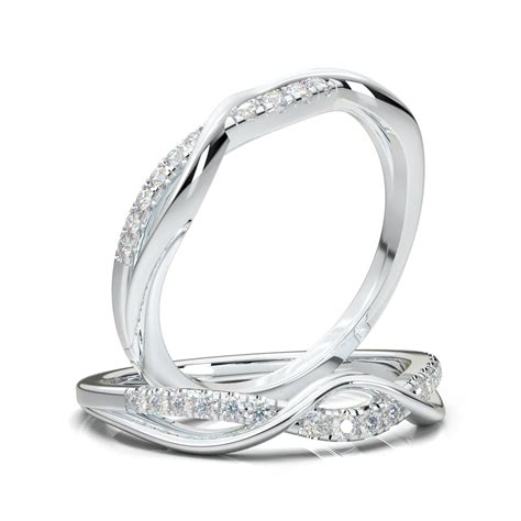 White Gold Twisted Half Diamond Band Made In House At Aurosi Jewels