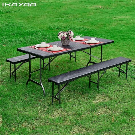 A small folding table can act as an extra eating surface in front of the television. iKayaa 6FT Folding Camping Picnic Table Portable Garden ...