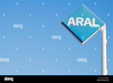 Aral Sign Against Blue Sky Aral Is A Brand Of Automobile Fuels And