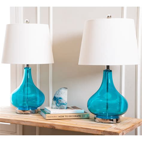 Luciana Turquoise Glass 23 Inch Table Lamp Set Of 2 By Blue Ebay
