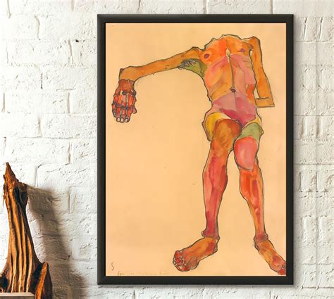 Egon Schiele Print Seated Male Nude Self Portrait Etsy Uk
