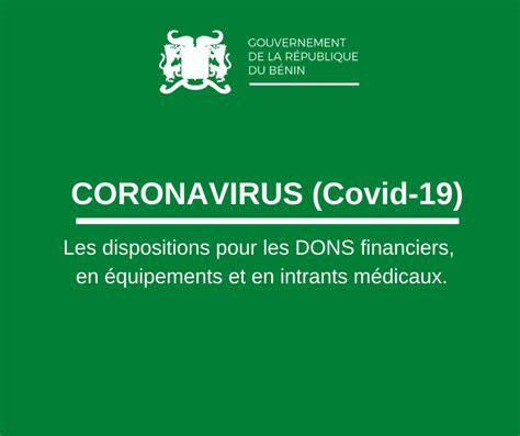 Coronavirus Communique Relatif Aux Dispositions Pour Les Dons