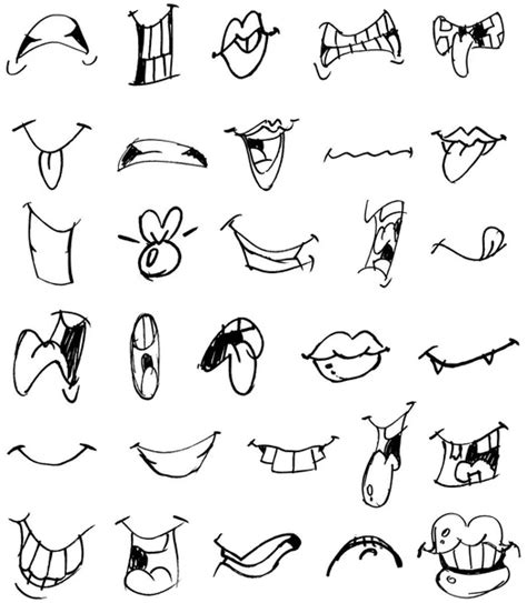 Mouths Cartoons Outlined Cartoon Mouths — Stock Vector © Yayayoyo