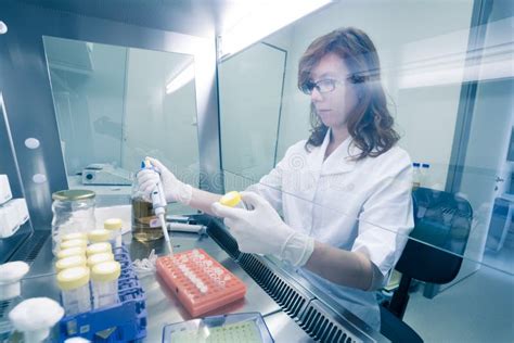 Cientista De Vida Que Pesquisa No Bio Laboratório Do Perigo Alto Nível