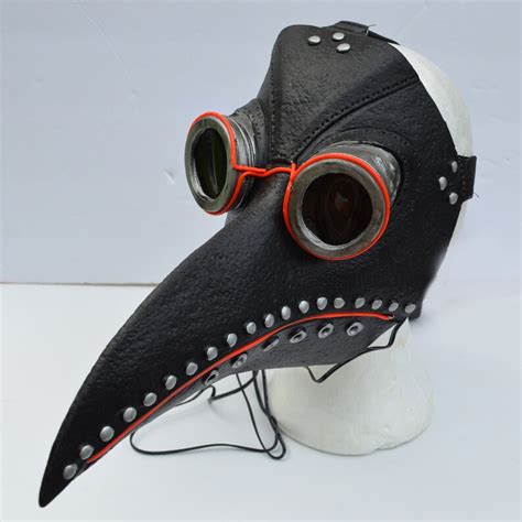Plague Doctor Halloween Mask El Wire Light Up Led Glow Dr Bird Etsy