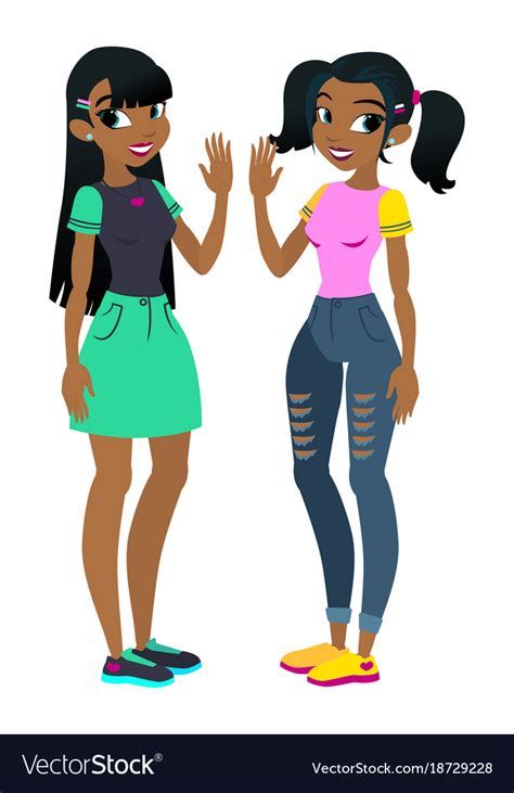 Teenager African American Girls With Black Vector Image