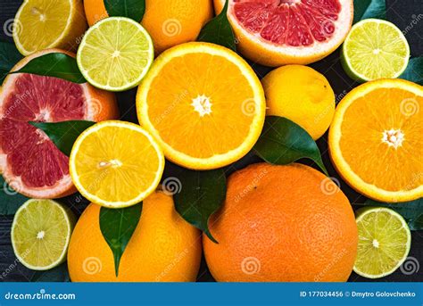 Mountain Of Oranges Grapefruits Limes And Lemons View From Above