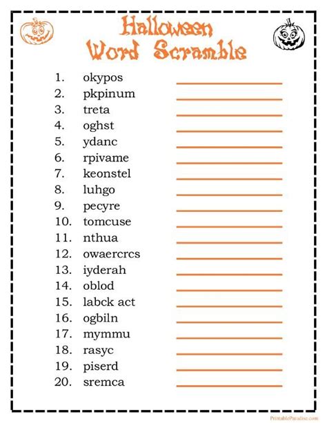 Halloween Word Scramble Worksheets Worksheetscity