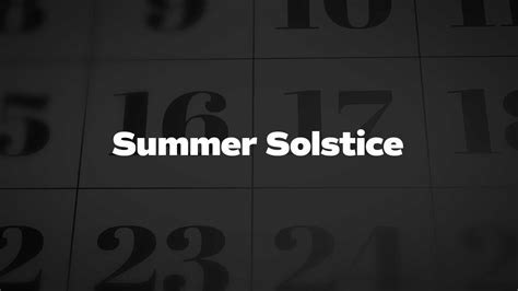 Summer Solstice List Of National Days