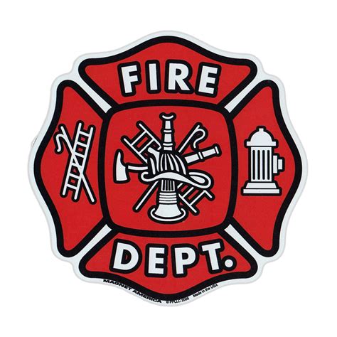 Magnetic Bumper Sticker Fire Department Shield Maltese Cross