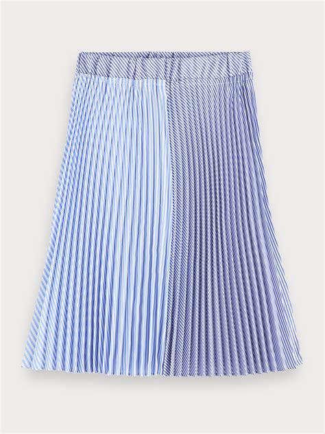 Scotch And Soda Striped Pleated Midi Skirt In Combo W Endource