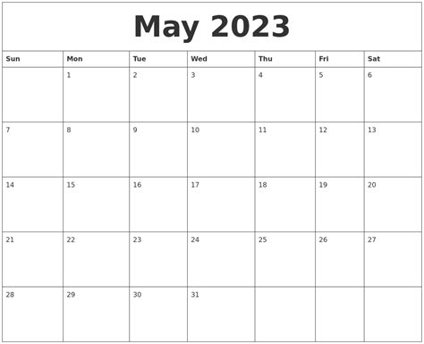 June 2023 Calendar Monthly