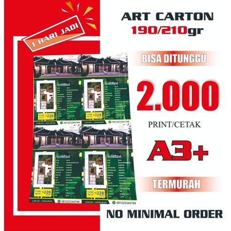 Jual Print A3 Cetak A3 MURAH Art Carton 190 210 Grm 1 Sisi 2