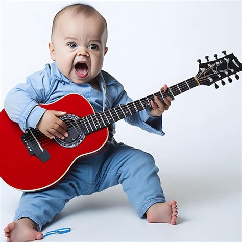 Premium Ai Image Portrait Of Baby Playing Guitar