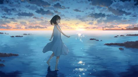 3840x2160 Cute Anime Girl Sunset Draw 4k Wallpaper Hd Anime 4k Gambaran