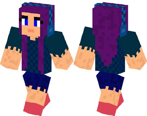 Purple Hair Headphones Girl Minecraft Skin Minecraft Hub
