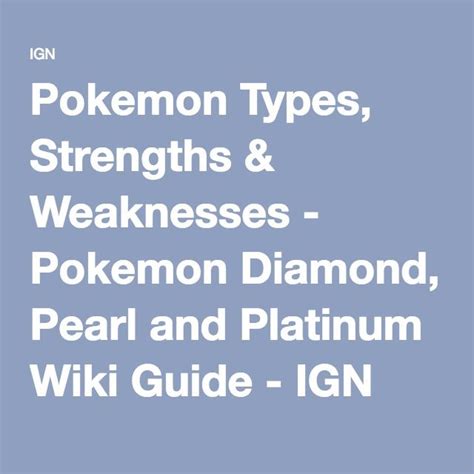 Pokemon Types Strengths And Weaknesses Pokemon Diamond Pearl And