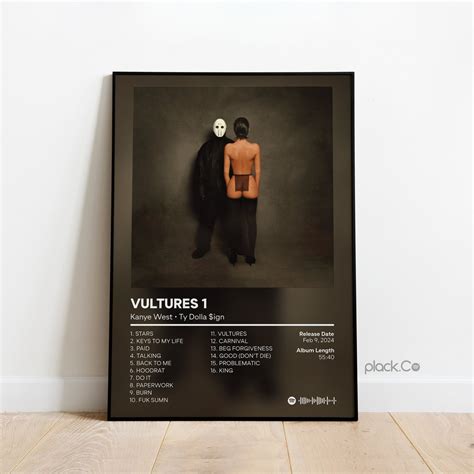 Kanye West And Ty Dolla Sign Vultures 1 Album Cover Poster Custom Album