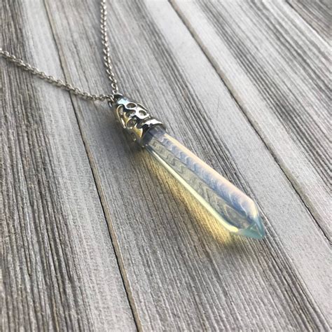 Opalite Point Pendant Necklace Healing Crystal Necklace Etsy Canada