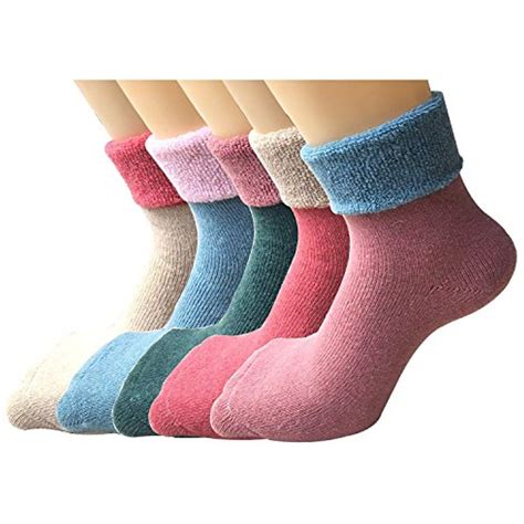 Womens Casual Thick Knit Warm Wool Crew Winter Socks 5 Pack You Can Find More Details By