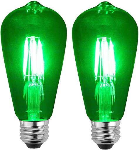 Sleeklighting Led 4watt Filament St64 Green Colored Light Bulbs