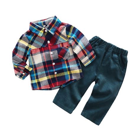 2018 Spring Baby Boys Long Sleeve Cotton T Shirts Pant Set Lovely