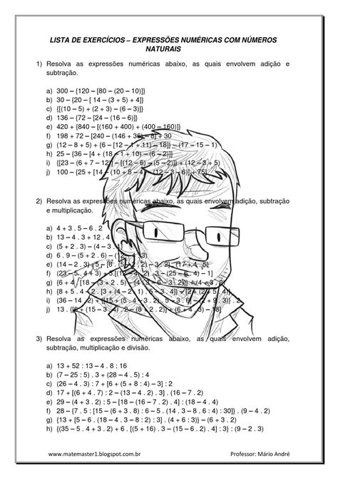 Expressões Numéricas 5o Ano Exercícios