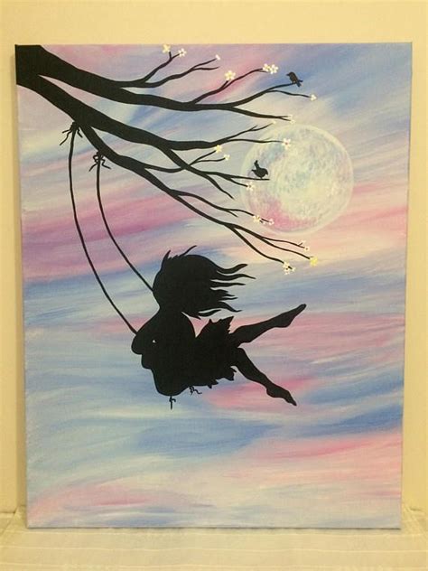 Custom Hope Swing // Girl on a Swing Silhouette Painting 8x10 // gifts