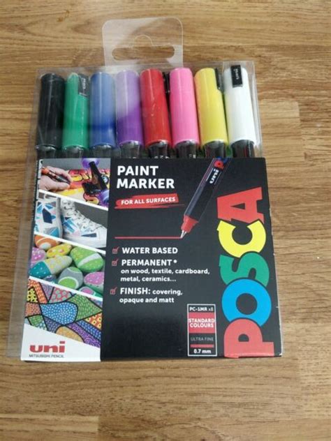 Posca Pc 1mr Paint Marker Pen Starter Set Of 8 Assorted Colours Ultra