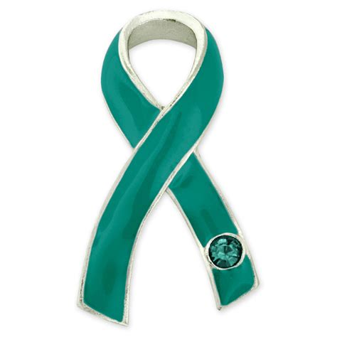 teal awareness ribbon with stone pin pinmart