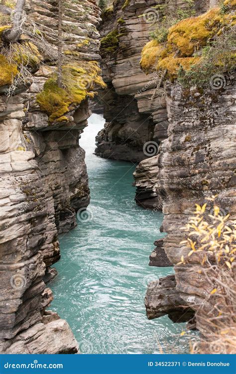 Canadian Rockies Banff National Park Athabasca Falls Outlet Stock