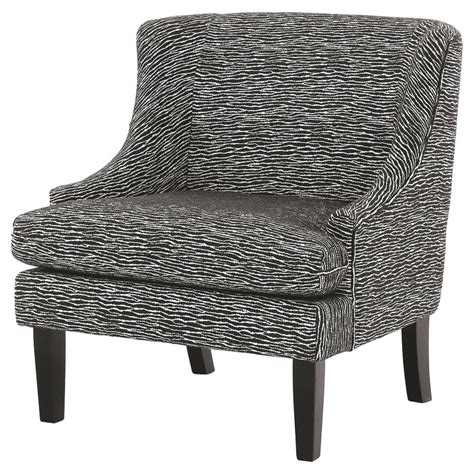 Wave Pattern Fabric Accent Chair With Sloped Arms And Wooden Legs Black