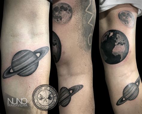 Planet Earth Saturn And Moon Tattoo Different Tattoos Tattoos Arm