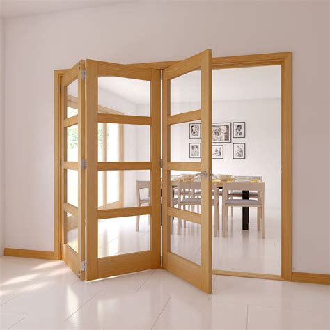 Panel Lite Oak Veneer Glazed Internal Trifold Door H Mm W Mm Departments Diy