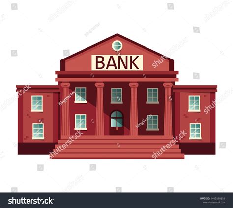Cartoon Retro Bank Building Courthouse Columns Vector De Stock Libre