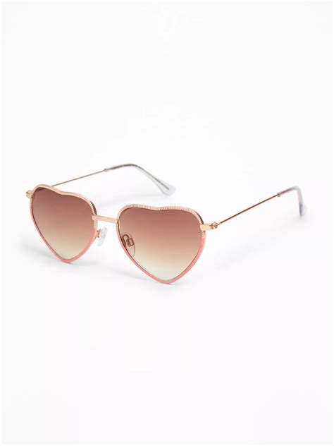 Old Navy Two Tone Heart Shaped Sunglasses Rose Gold Girl With Sunglasses Heart Shaped
