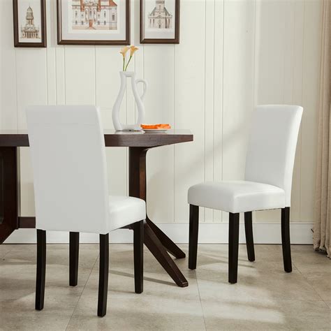 White leather parsons dining chairs. Elegant Modern Parsons Chair Leather Dining Living Room ...