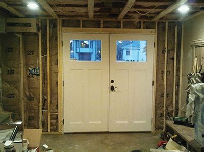 Drill 2 holes each as close to the corners as possible and on all sides of your frame. Double-Door Garage Conversion - Extreme How To