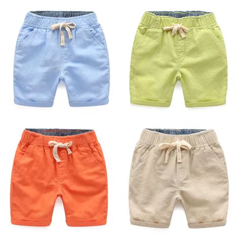 Cotton Casual Kids Boys Shorts Elastic Waist Solid Color Short Pants