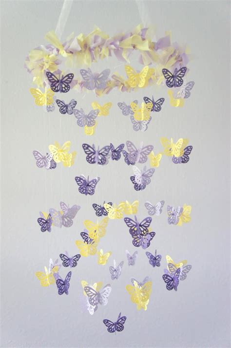 Purple Lavender Yellow Butterfly Mobile Butterfly Nursery