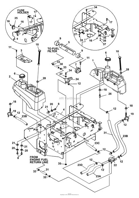 Looking for a manual for your yanmar tractor? Bunton, Bobcat, Ryan 642226 BZT 2200D W/61" Side Discharge Parts Diagram for Fuel Tanks/Control ...
