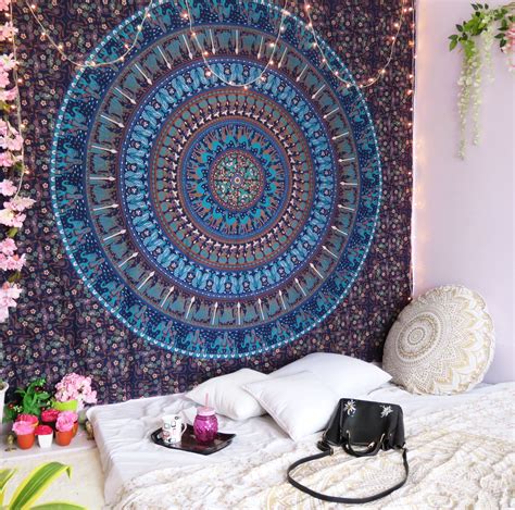 4.5 out of 5 stars: Blue Hippie Boho Mandala Tapestry Decorative Mandala Wall Hanging Tapestries College Dorm ...