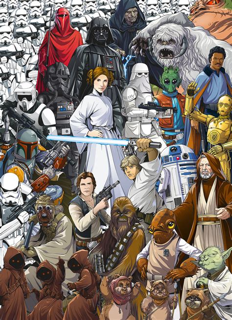 Lunapics image software free image, art & animated gif creator. Photomural "Star Wars Classic Cartoon Collage" ( 4-4111 ...