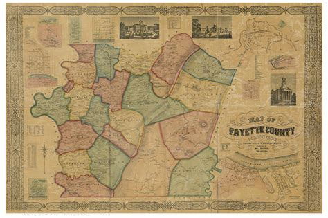 Fayette County Pennsylvania 1858 Old Map Reprint Old Maps