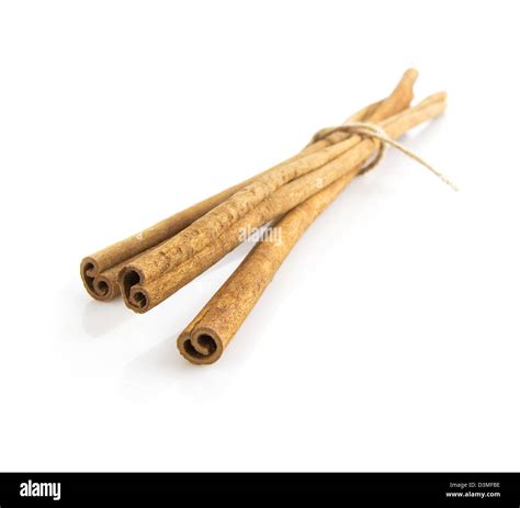 Long Cinnamon Sticks Isolated On White Background Stock Photo Alamy
