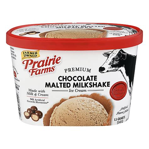 Prairie Farms Premium Chocolate Malted Milkshake Ice Cream Qt