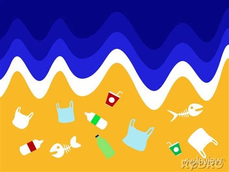 Stop Ocean Plastic Pollution Concept Vector Illustration • Wall