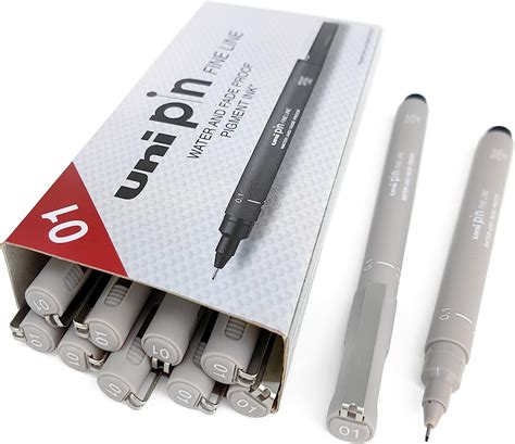 Uni Pin Fineliner Drawing Pen Light Grey Tone 01mm Box Of 12