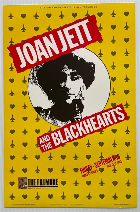 Joan Jett Concert Poster 1988 F 49 Fillmore Etsy