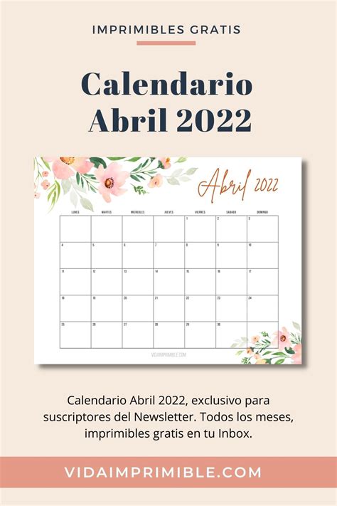 Calendarios De Abril 2022 Para Imprimir